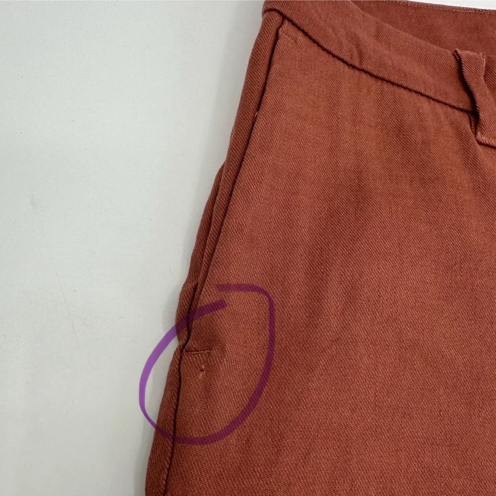 J.Jill Pants Women’s 12P Petite Red Oak Rust Brown Linen Blend Ankle Crop READ